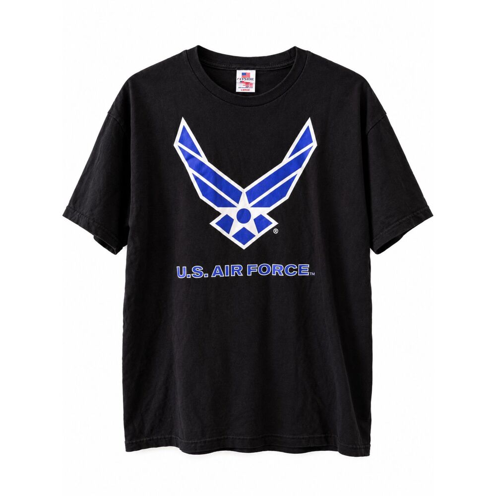 US Air Force Eagle T-Shirt Men's Large Black USAF Graphic Tee Bayside